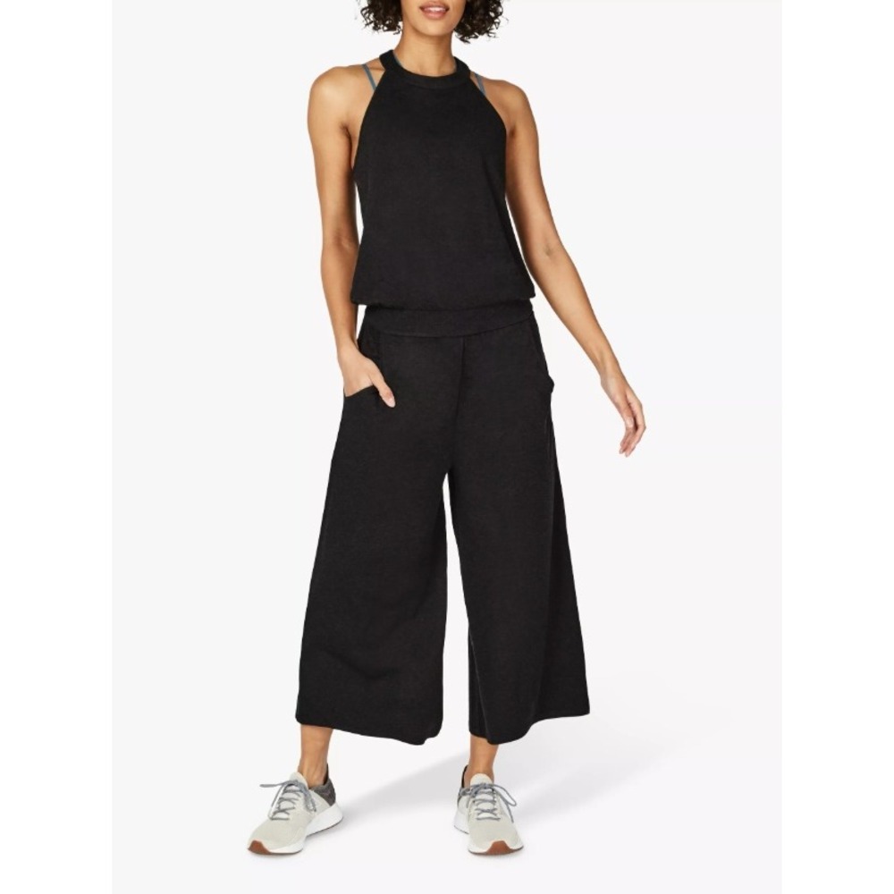 Sweaty Betty Halter Neck Wide Leg Cropped Culotte Serenity Jumpsuit Blue Marl XS